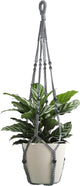 BlueMake Macrame Plant Hanger Indoor Hanging with Wood Beads Macrame Planters No Tassel for Indoor Outdoor Boho Home Decor 35 Inch (Gray,1pc)