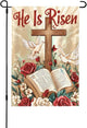 He Is Risen Garden Flag 12x18 Inch Double Sided All-Weather Polyester Outdoor Flag For Patio Lawn Yard And Garden Welcome Decor