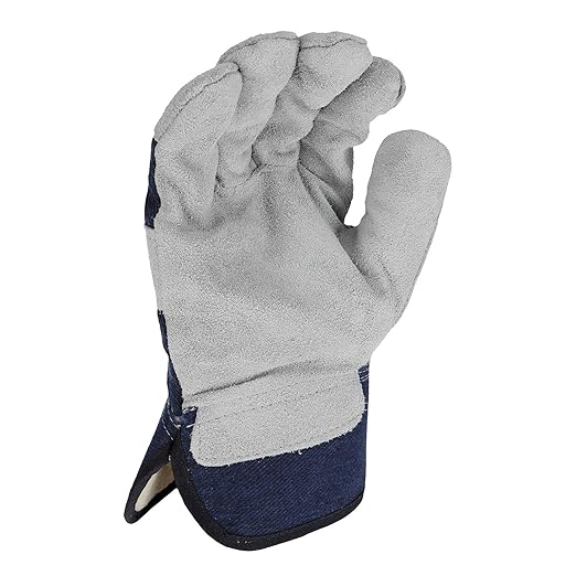 West Chester Men's Split Cowhide Leather Palm Gloves with Posi-Therm lining, Safety Gloves, Cold Weather Gloves, Blue, Large, (91205/L),Blue and White