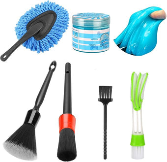 Luscinum Car Interior Duster Detailing Cleaning Gel Brushes Kit, Soft Dust Detail Crevice Brush Slime Putty Cleaner Accessories Tools for Dashboard,Air Vent,Panel,Leather
