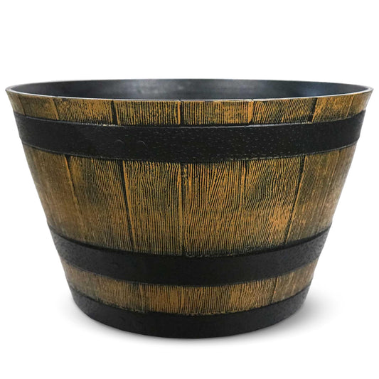 Headwind Whiskey Barrel Planter – 20 Inch New Wood Barrel Planters for Outdoor Plants – Weather-Resistant Flower Pot with Wooden Finish – Decorative Indoor & Outdoor Garden Planter by Robert Allen