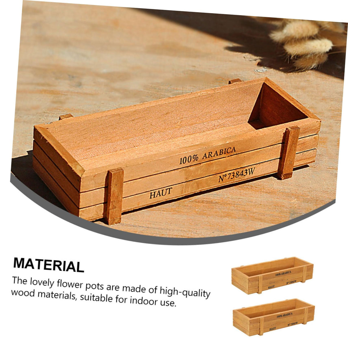 Happyyami Rectangular Succulent Planter 2Pcs Wooden Plant Container Box