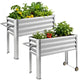 Land Guard 2 Pack Galvanized Raised Garden Bed with Legs & Wheels, 48×18×32in Metal Elevated Raised Planter Box for Backyard, Patio, Balcony, 500lb Capacity, Silver