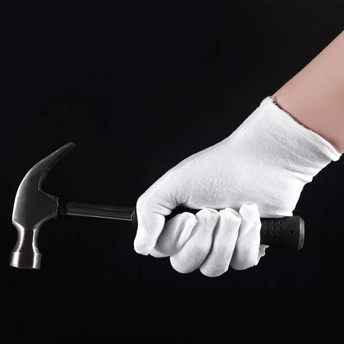 6 Pairs White Cotton Gloves for Dry Hands Eczema SPA Moisturizing - Work Glove Liners for Serving Costume Inspection