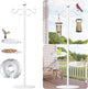 Upgraded 74" Shepherd's Hook for Bird Feeder，White Floor Hanging Plant，White Wind Chime Stand, Waterproof Metal & Adjustable-Height Standing Pole Holder for Wreath, Indoor & Outdoor（2 Placement Racks)