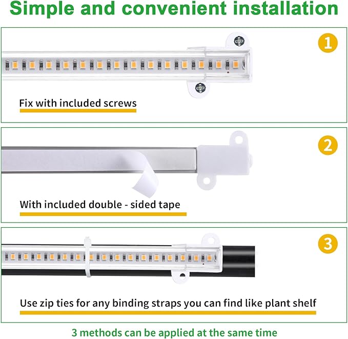 LED Grow Light Strips, Grow Lights for Indoor Plants Full Spectrum 3000K, 78 LEDs Plant Light with 3/9/12H Timer, 10 Dimmable Levels for Seedling Succulent and Plant Shelf, 3 Head 8.6 Inches