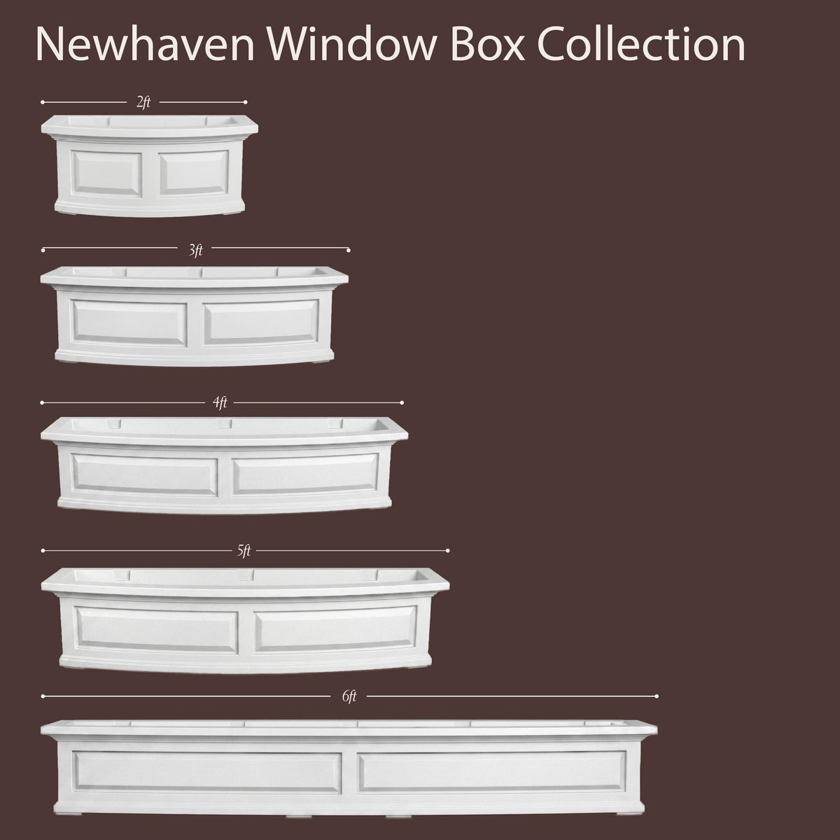 Mayne Newhaven 36in Self-Watering Rectangular Window Box Planter, White