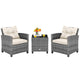 Tangkula 3 Pieces Patio Furniture Set, PE Rattan Wicker 3 Pcs Outdoor Sofa Set w/Washable Cushion and Tempered Glass Tabletop, Conversation Furniture for Garden Poolside Balcony (Mix Grey-White)