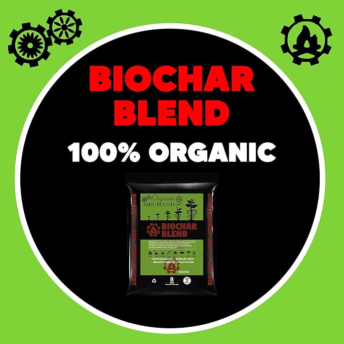 Organic Mechanics Biochar Blend Soil Amendment, 8 qt – Lifetime Amendment with Biochar, Compost, Worm Castings & Micronutrients for Bigger Plants, Higher Yields, and Healthier Soil