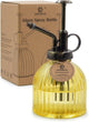 OFFIDIX Glass Watering Spray Bottle, 6.3" Tall Vintage Style Decorative Plant Atomizer Watering Can Pot with Bronze Plastic Top Pump for Indoor Potted Plants(Yellow)