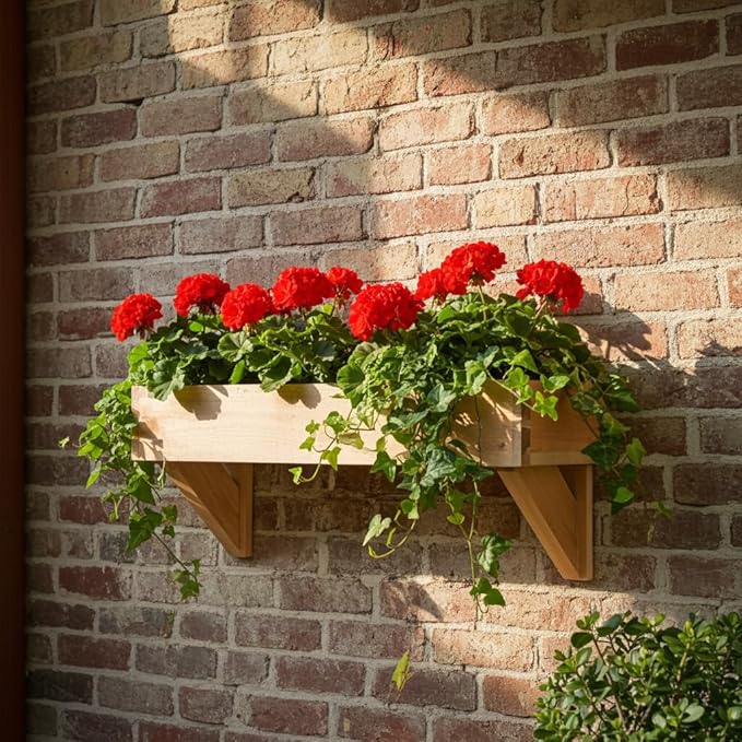 Set of 2 Cedar Window Box Support Brackets 6 in x 6 in – Wooden Brackets for Window & Railing Planter Boxes, Indoor or Outdoor Use, Made in USA