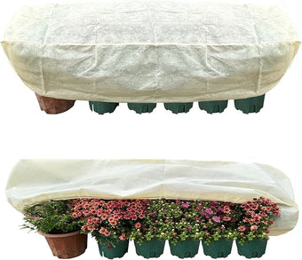 DINGBAI Plant Cover Freeze Protection, Winter Plant Covers, Plant Frost Cover, Tree Plant Freeze Protection Covers, Planter Plant Winter Frost Blanket with Zip Drawstring,2 Pack (68.9x17.7x15.7INCH)