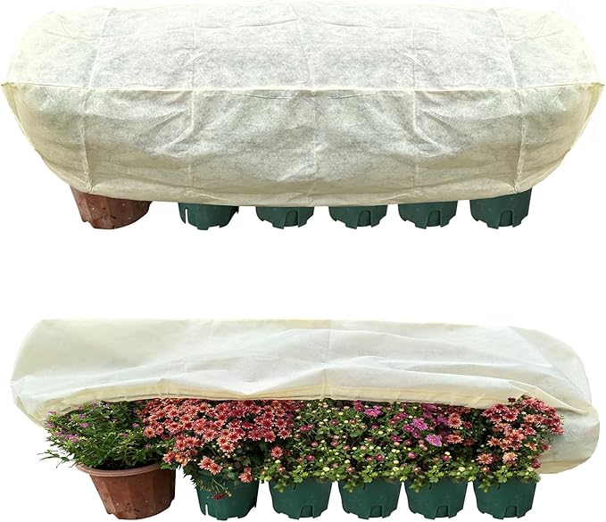 DINGBAI Plant Cover Freeze Protection, 39.3"x17.7"x15.7" Winter Plant Covers, Plant Frost Cover, Tree Plant Freeze Protection Covers, Planter Plant Winter Frost Blanket with Zip Drawstring,2 Pack