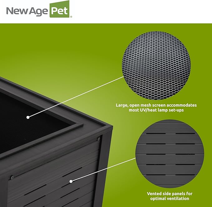 New Age Pet ECOFLEX 48" Wide Large Reptile Habitat, Mojave Lounge for Snakes, Tortoises & Lizards in Maple, Black & Grey, Easy Assembly, Sliding Glass Doors & Mesh Top