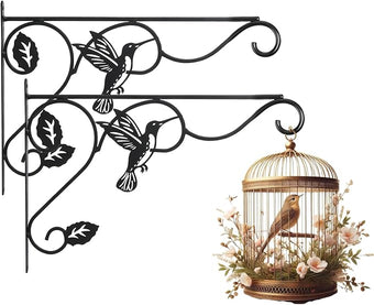 Aftermat 2 Packs Plant Hooks for Hanging, 12 Inch Indoor/Outdoor Metal Wall Black Hangers, Sturdy Plant Bracket for Planters, Wind Chimes, Lanterns, Bird Feeders, Garden, Home, Patio Decor
