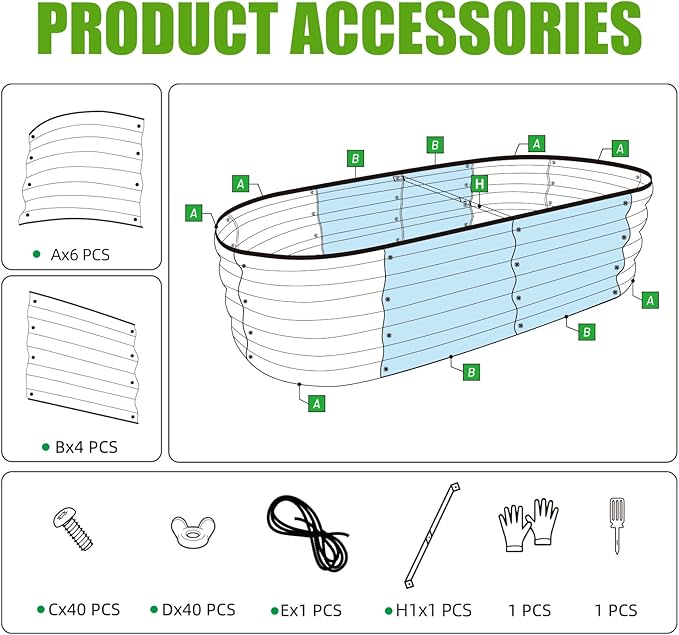 SnugNiture Galvanized Raised Garden Bed Outdoor, 2 Pcs 4x2x1ft Oval Metal Planter Box for Planting Plants Vegetables, Brown