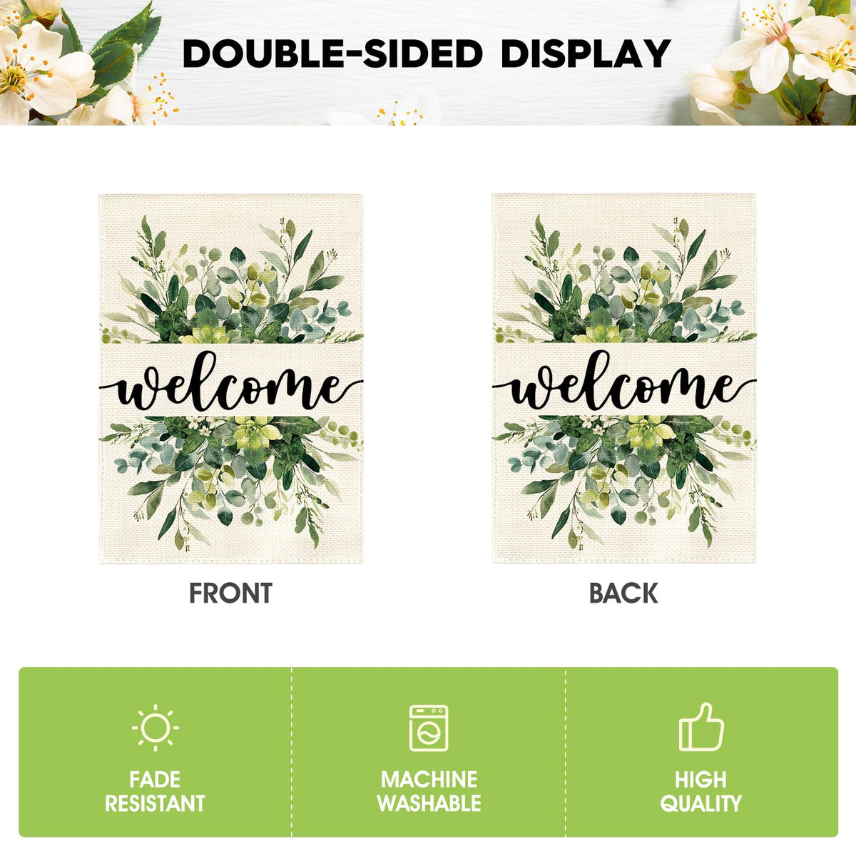 AVOIN colorlife Spring Summer Floral Welcome Garden Flag Outside 12x18 Inch