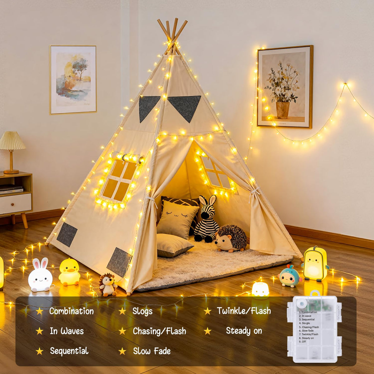 JMEXSUSS 4Pack Christmas String Lights Battery Operated with Remote Control