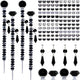 Exway 100 PCS DIY Fairy Wand Beaded Garden Stake Beads Kits with Black Large Hole Beads 4 Crystal Stopper Top Threaded Rods and 4 Black Sparkling Crystal Pendants for Outdoor Indoor Decor
