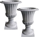 Austram Urn Planters 22", Set of 2, Tall Stone-Resin Pedestal Planters for Outdoor Plants, Large Front Porch Decor, Patio Garden Pots, Outdoor Urns for Entryway, Porch & Deck, White Plant Pot