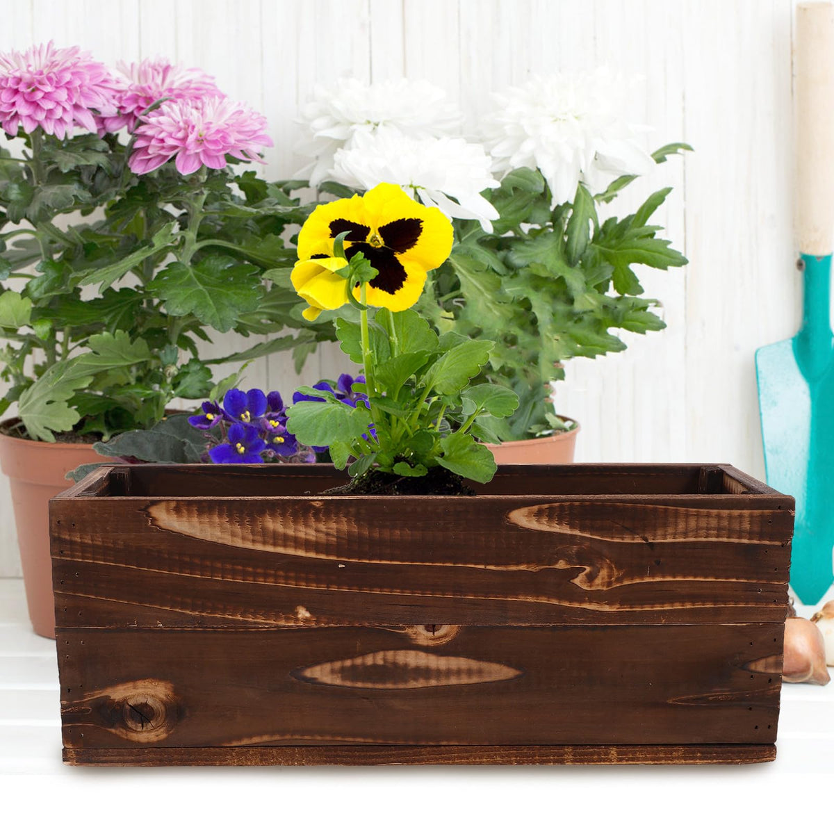 FOMIYES Wooden Window Succulent Planter Box for Outdoor Balcony Garden, Large Rectangular Herb Flower Pot 40x14x15cm, Anti-Corrosion Solid Wood Vegetable Plant Container