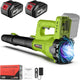 Leaf Blower Cordless with 2 x 4.0 Ah Battery and Charger, 160MPH/580CFM High Power Lightweight Handheld Electric Snow Blower with 2 Extended Tubes for Lawn, Yard, Leaves, Dust, Snow Care (Green)