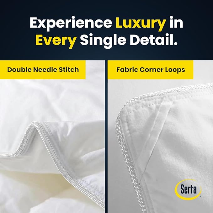 Serta Luxurious Goose Feathers Down Fiber Comforter King Size Duvet Insert, 100% Cotton, Hotel Quality Hypoallergenic Comforter, 59oz Light Warmth 106 x 90 in White
