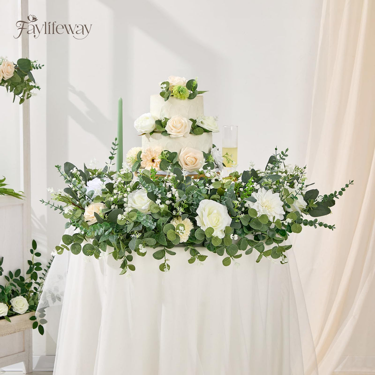 Faylifeway 240 Pcs Artificial Eucalyptus & Baby Breath Greenery Stems