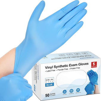 Schneider Vinyl Synthetic Exam Gloves, 4 Mil, Latex Free Disposable Gloves for Medical, Cooking, Cleaning, and Food Prep