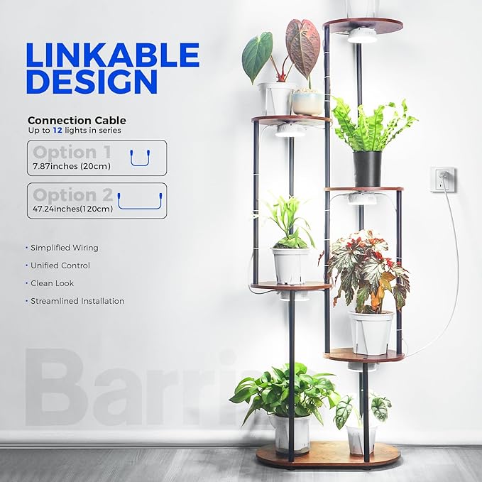Barrina Orbgrow OG09 Puck LED Grow Light, 5000K 18W(2 x 9W, 270 Watt Equiv), Plant Lights for Indoor Plants Full Spectrum, Magnetic & Linkable, Small Grow lamp, Perfect for Plant Shelf, 2 Packs