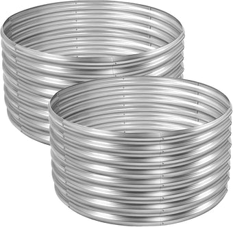 Land Guard 4×4×2ft Galvanized Raised Garden Bed Kit 2Pcs, Planter Raised Garden Beds Outdoor, Round Clearance Raised Garden Beds for Gardening Vegetables (Silver)
