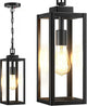 15'' Large Motion Sensor Outdoor Pendant Lights, Dusk to Dawn Modern Outside Chandelier Outdoor Hanging Lantern with Clear Glass, Exterior Pendant Lighting Fixture for Porch, Yard, Black, 1Pack