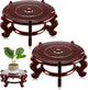 Geetery 2 Pcs 4 to 12 in Wooden Plant Stands Indoor Chinese Oriental Plant Stand for Vase Fishbowl Flower Pot Lamp Redwood Base Vintage Display Rack Decor(12 Inch)