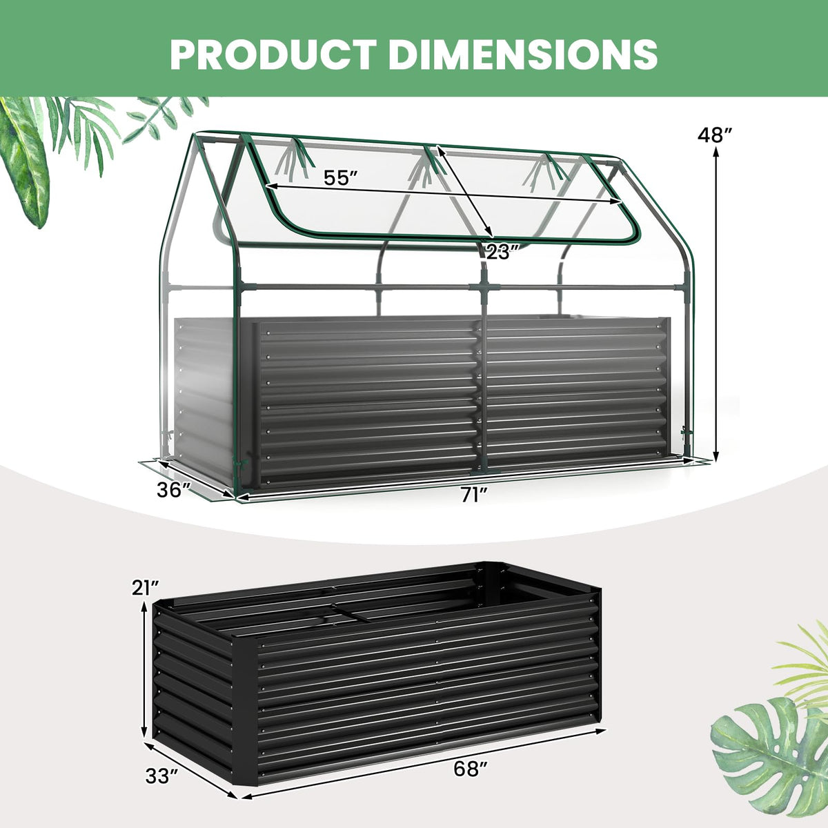 HAPPYGRILL Raised Garden Bed with Cover & 2 Roll-up Windows