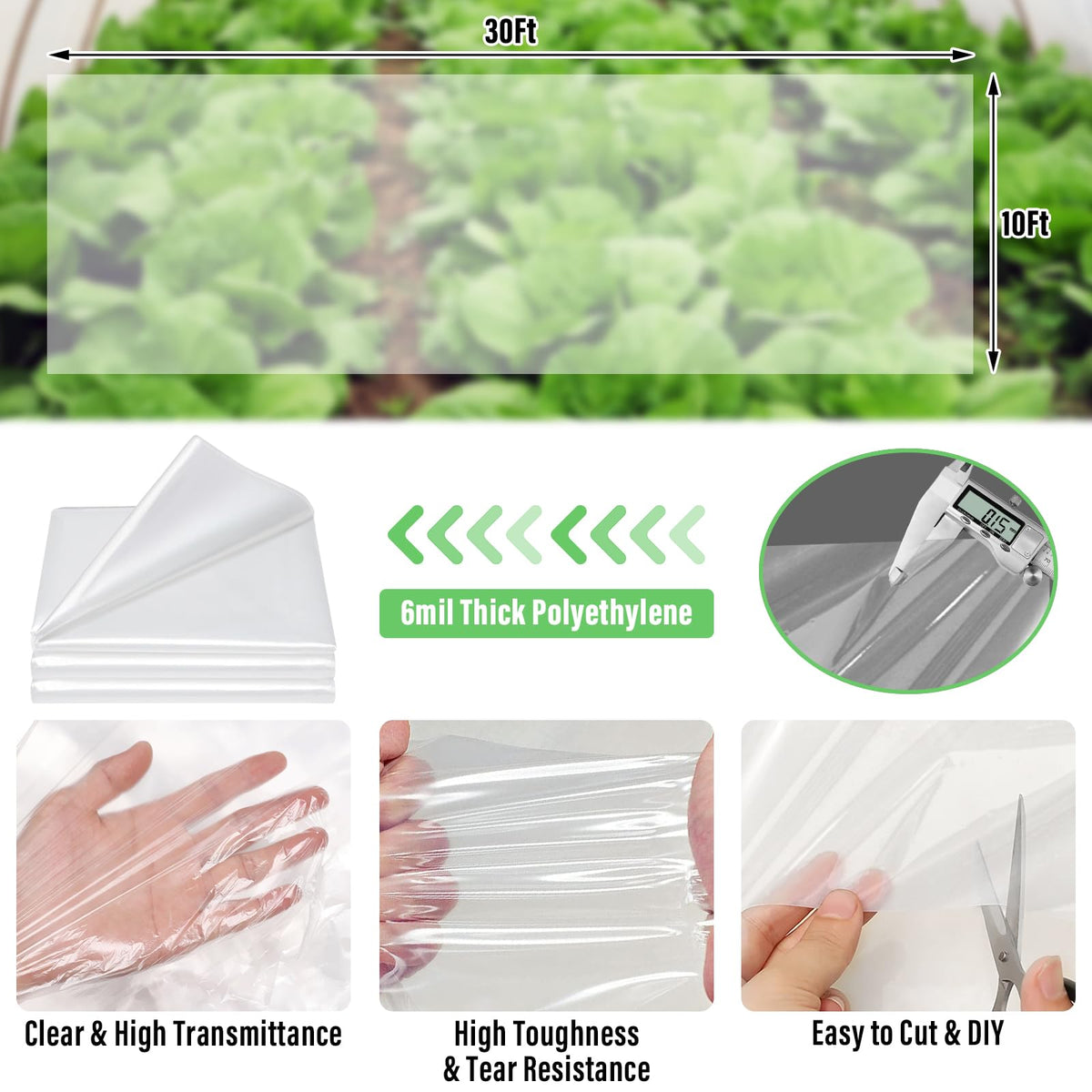 Legigo 10 X 30 Ft Clear Greenhouse Plastic, Plant Covers Freeze Protection