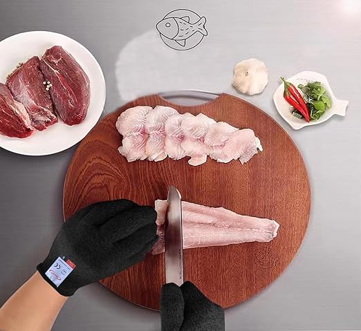 Cutting Gloves, 2 Pairs of Cut Resistant Gloves Food Grade, Cut Resistant Gloves for Kitchen, Oyster Shucking, Fish Fillet Processing, Carving Wood and Gardening(Small-Black)
