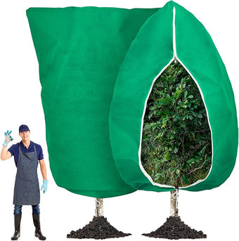 Vincreem 1 Pcs 10 x 10 ft Plant Covers Freeze Protection Extra Large Frost Cloth Plant Covers with Zipper Drawstring Winter Cold Weather Frost Blankets for Outdoor Palm Fruit Tree and Shrubs (Green)