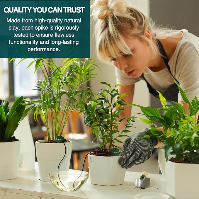 Blumat Classic Self-Watering Stakes - Automatic Drip Irrigation System for Indoor Plant Watering & Outdoor - Water Drip Solution for Potted Plants - Slow Release Stakes, 50 Pack, wo Adapter