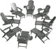 Adjustable Adirondack Chair with Retractable Ottoman Set of 8, HDPE Folding Adirondack Chair with Cup Holder, All Weather Fire Pit Chair for Outdoor.