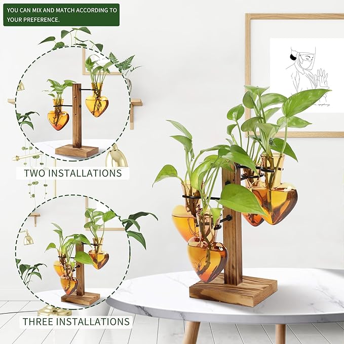 Plants Propagation Stations Plant Terrarium Kit Glass Planters for Indoor Plants House Plant Accessories Gift for Women - 4 Love Bulb Vase