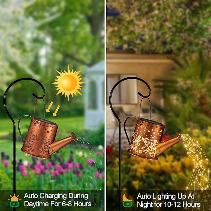 Solar Watering Can Light, Solar Powered Hanging Lantern Landscape Lights, Decorative Garden for Yard Waterproof Garden Decor, Gifts for Mom, Grandma（Hummingbird）