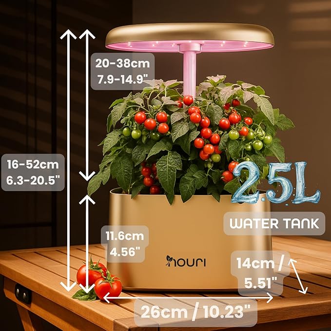 Nouri 5 pod APP Smart Garden for Home Cooks | w/Heirloom Tomato | Hydroponics Growing System | LED Grow Lights | Indoor Herb Garden Kit | Herb Growing Kit Indoors for Plant Lovers, Gardeners, Kitchen