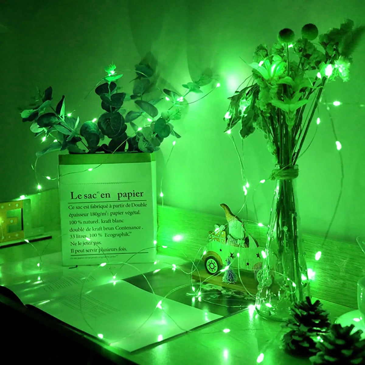 chzk 6 Pack Fairy Lights Battery Operated with Remote Timer 8 Lighting Modes,7ft 20 LED Waterproof Mini String Lights for Halloween Christmas Table Centerpieces Bedroom Decorations,Green