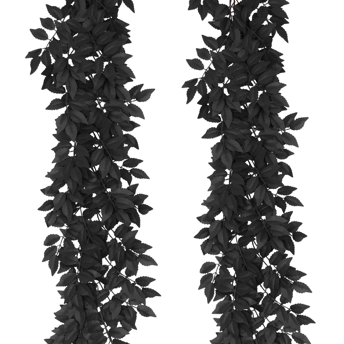 RECUTMS 2PCS Artificial Black Silk Leaves Vine Halloween Garland 5.9Ft