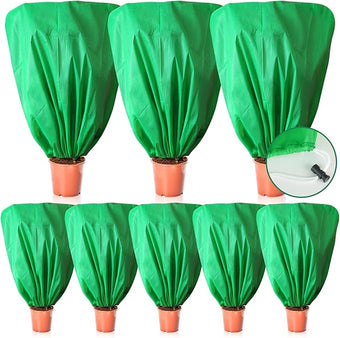 EYNDYN 8 Pcs Plant Covers Frost Protection Bag 47" x 31.5" Winter Reusable Plants Jacket with Drawstring Shrub Protection Wraps Bags Frost Blanket for Winter Outdoor Garden Plants