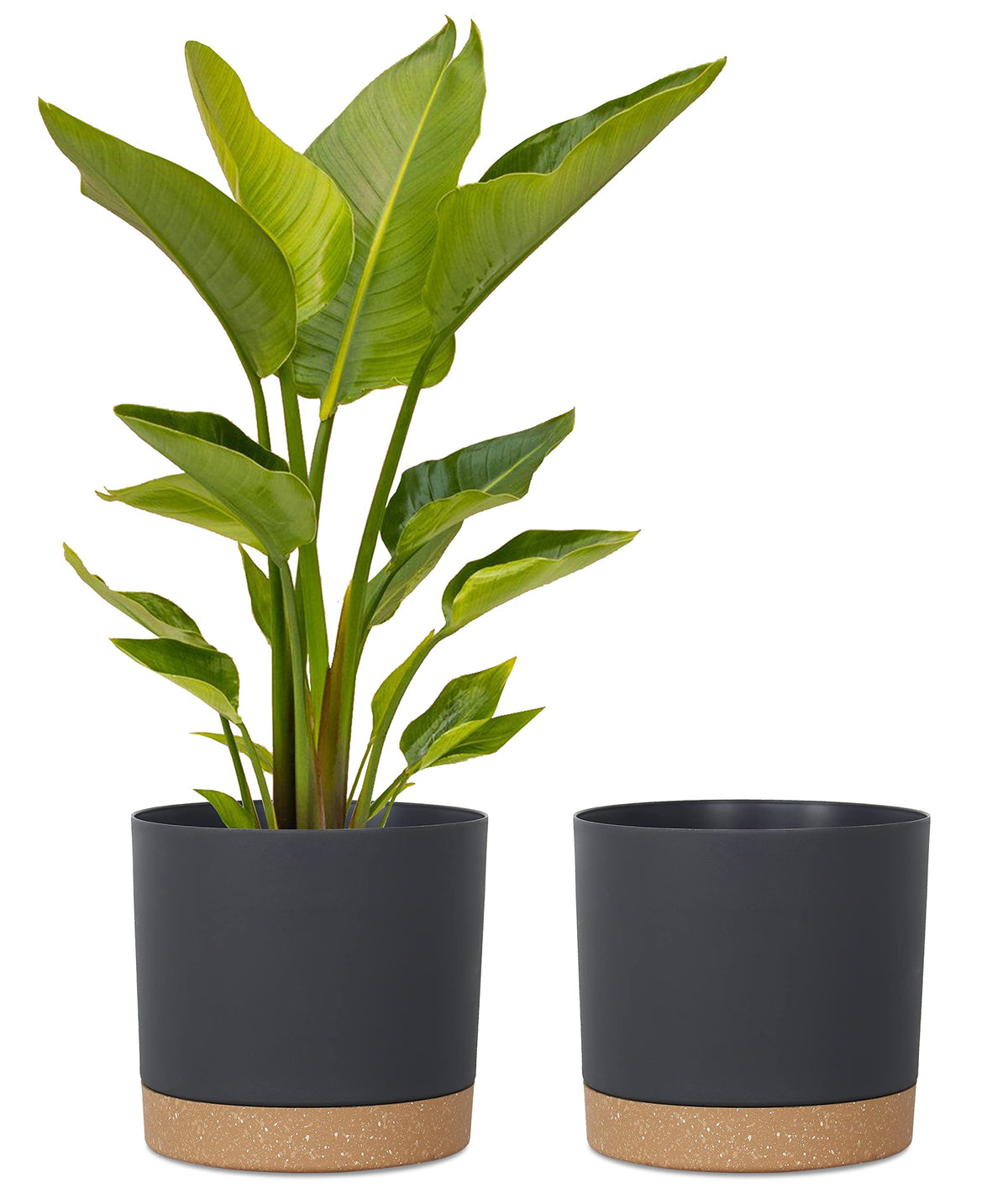 Plant Pots for Indoor Plants, 2 Pack 12 Inch Pots for Plants (12” Black)
