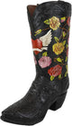 Ebros Gift Rustic Western Black Faux Tooled Leather Cowboy Cowgirl Boot with Colorful Rose Flowers and Angel Winged Heart Decorative Figurine Or Floral Vase Planter Table Countertop Accent