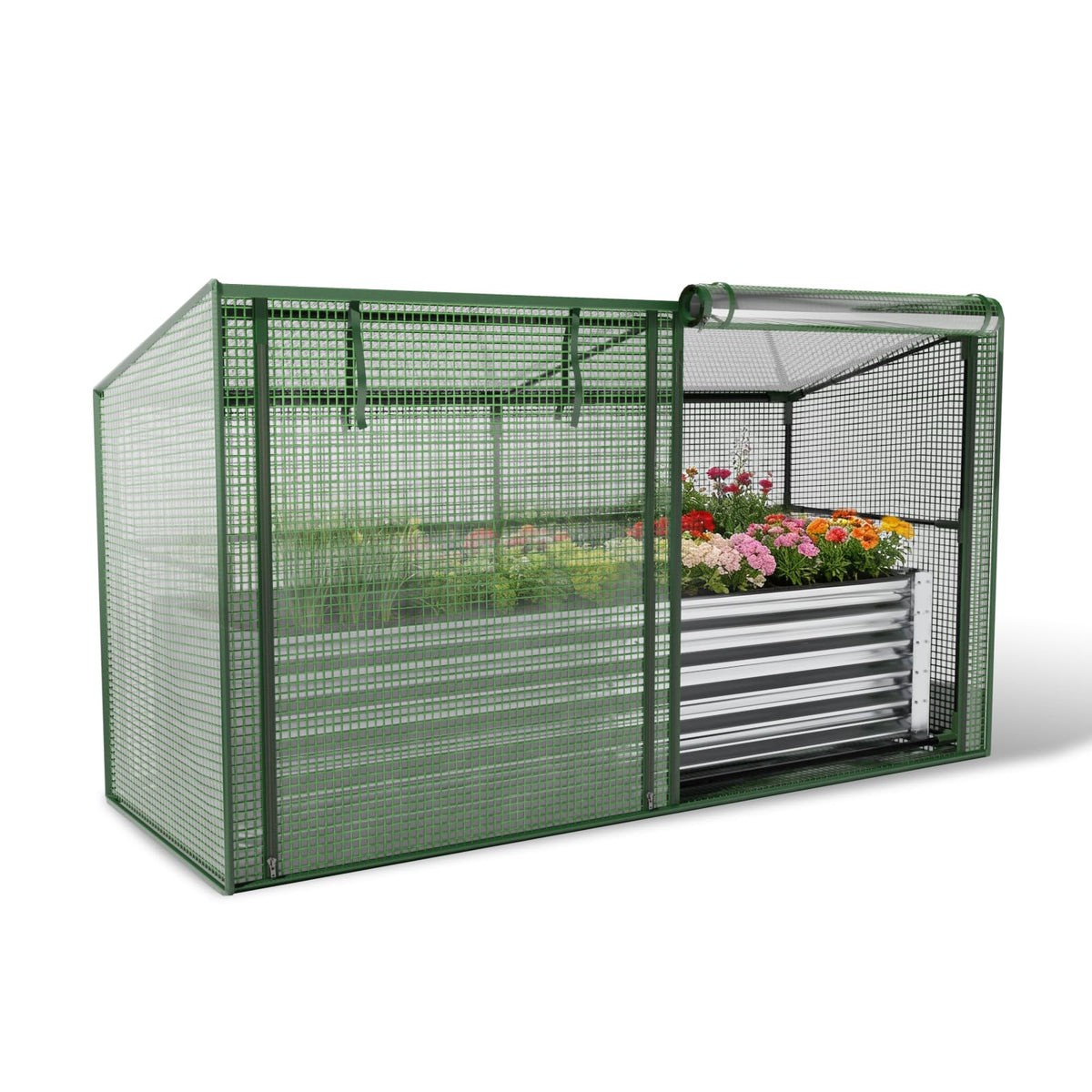 HEAHOLD 3-in-1 Raised Garden Bed 80"x24"x17" with Greenhouse Cover