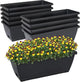 CHUKEMAOYI Window Box Planter, 10 Pack Plastic Vegetable Flower Planters Boxes 17 Inches Rectangular Flower Pots with Saucers for Indoor Outdoor Garden, Patio, Home Decor (Black)