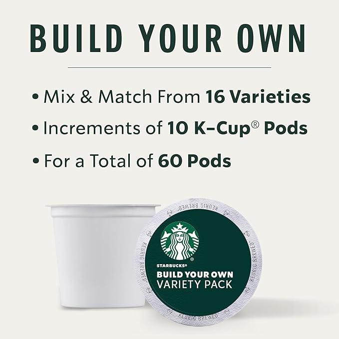 Starbucks K-Cup Coffee Pods, Custom Build Your Own Variety Pack, 60 Pods